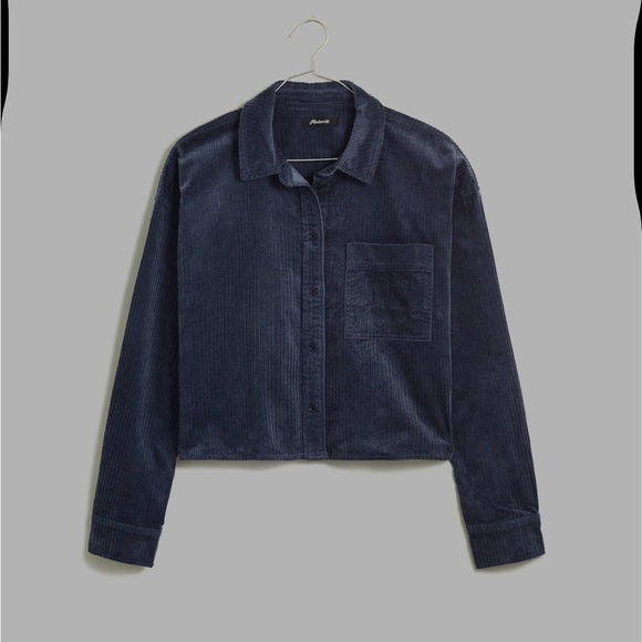 Madewell Dark Blue Corduroy Button-Up Shirt - Picture 4 of 6